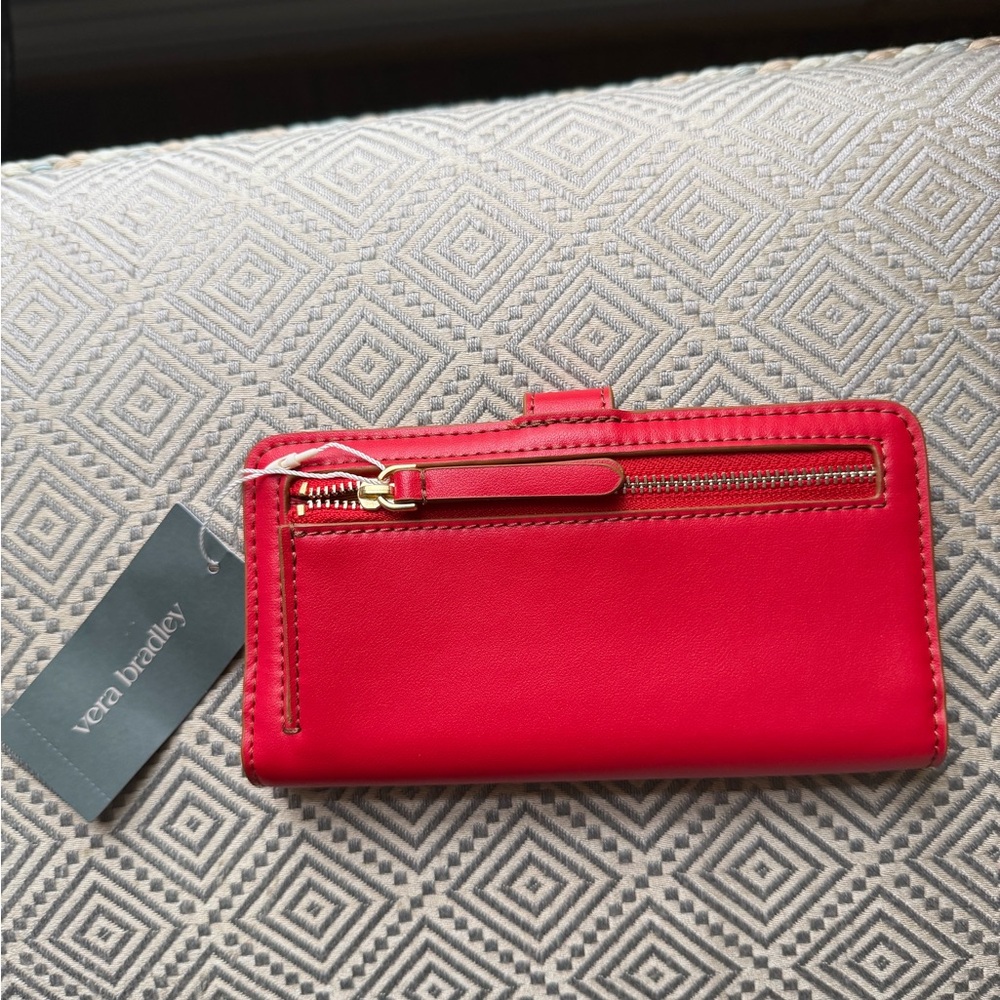 Vera Bradley Red & Brown Women's Leather Tab Wallet NWT 95.00 - Picture 4 of 7